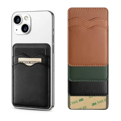Adhesive Sticker Card Holder Pocket For Mobile Phone Universal Leather Double Layer Storage Cash Pouch CellPhone Wallet Bag