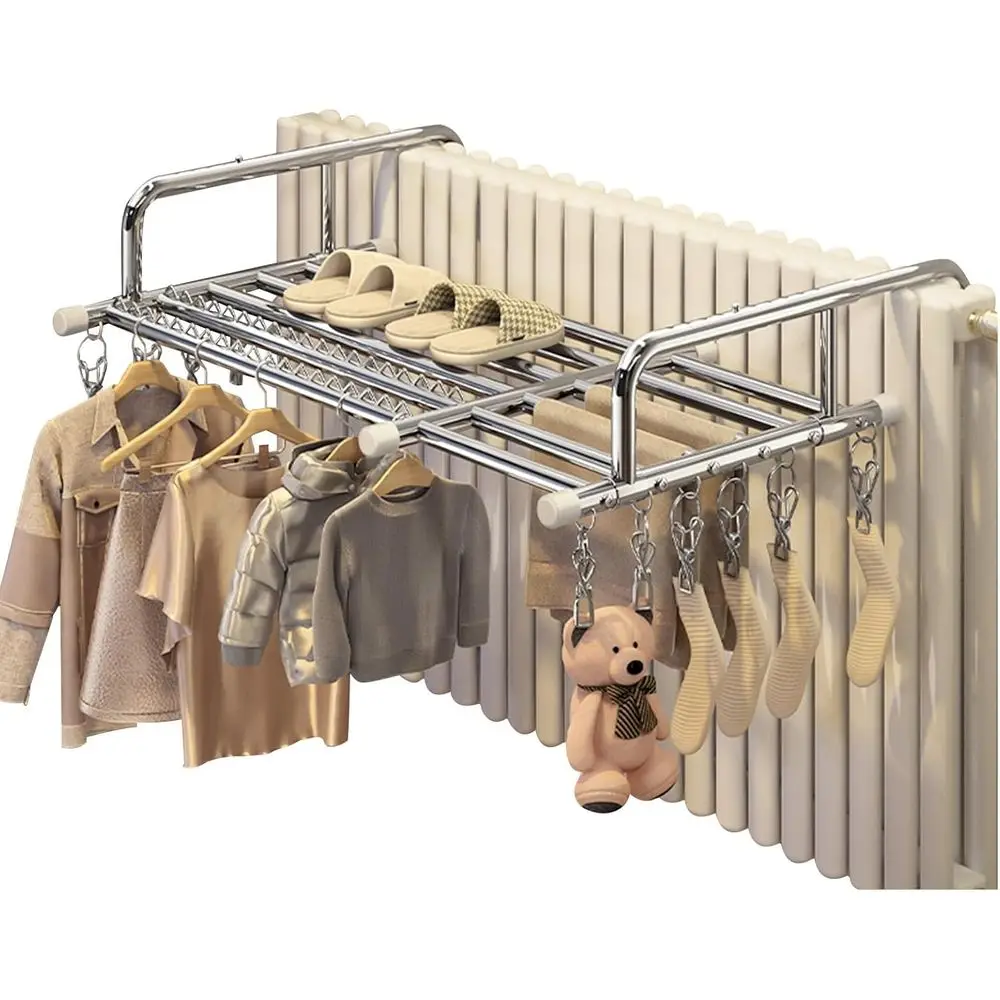 

Регулируемая складная сушилка из нержавеющей стали с 6 стержнями для использования в помещении и на открытом воздухе, компактная, подходит для одежды и полотенец (77-1