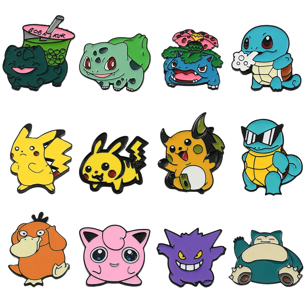 

Pokemon Charm Pin Pikachu Gengar Jigglypuff Figure Metal Brooches Cute Anime Badge Ornaments Cartoon Jewelry Accessories Gift