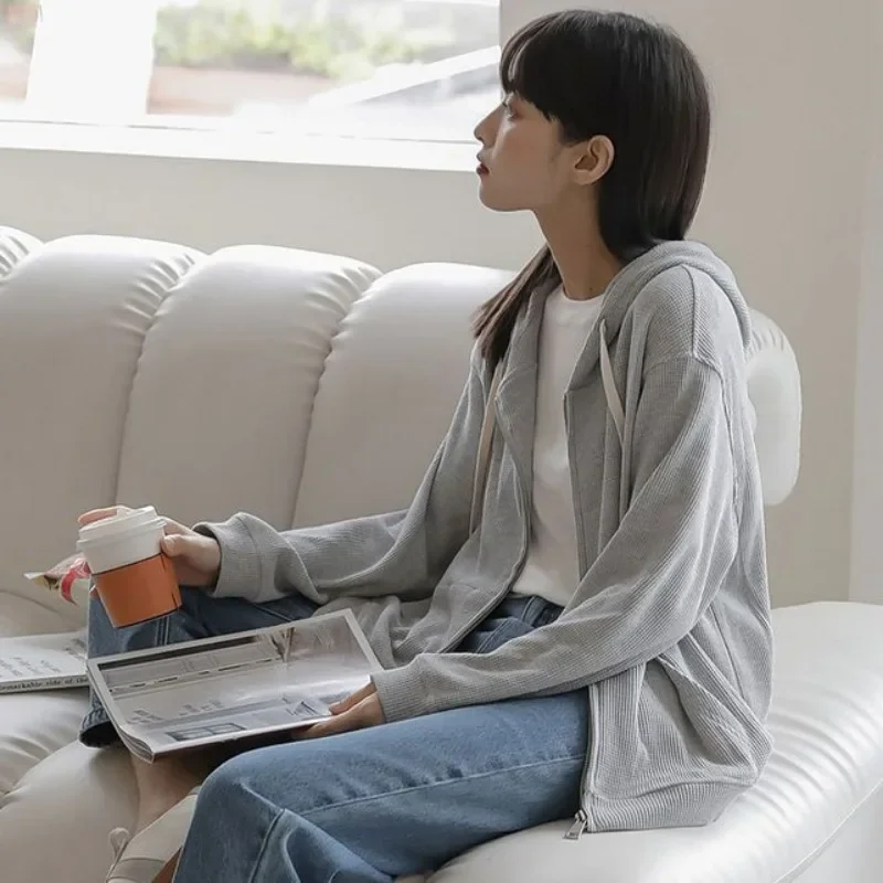 Com chapéu hoodies feminino com capuz ins casual sólido high street all-match feminino y2k na moda manga longa coreano estilo preppy roupas