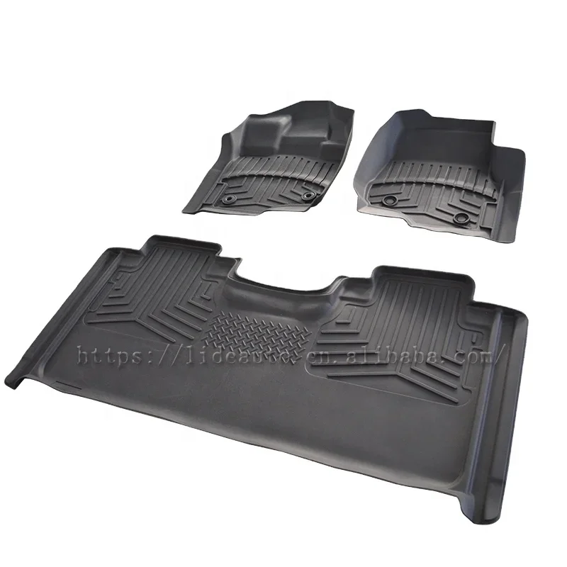 

Black First & Second Row Car Floor Mats For Ford F-150 Super Cab 2015-2018