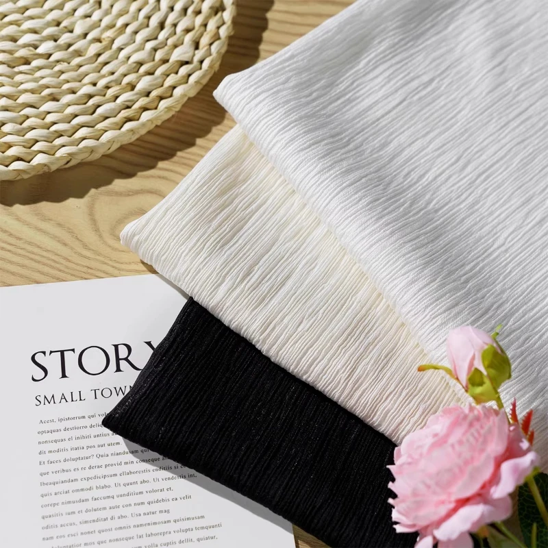 

Solid Pleated Crepe Fabric Soft Irregular Textured Material Blouse Dress Skirt Apparel Clothing Honeycomb Weave Garment Fabric