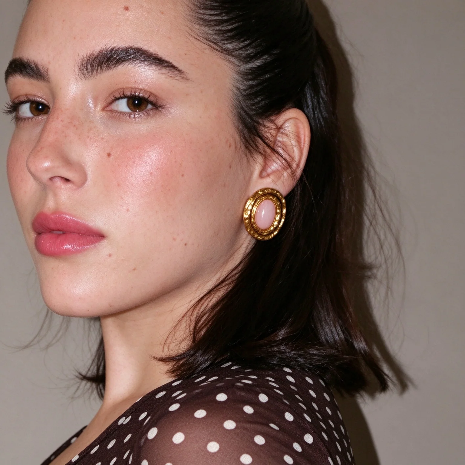 YHTOT Fashion Vintage 18K Gold Plated Women's Jewelry Oval Lapis Lazuli Stud Earrings Versatile Jewelry Holiday Gift