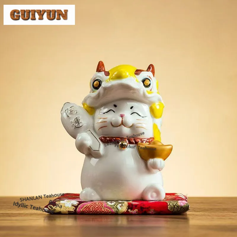 Money Drawing Lucky Cat Tea Pet Creative Flowerpot Landscaping Tea Figurine Play Toys Tea Statue Ornaments Craftsmanship Craft view 4