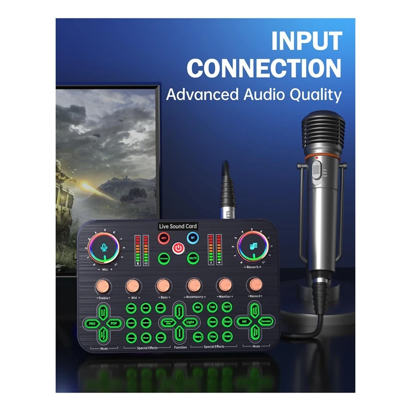 

Gaming Audio Mixer, Streaming Audio Mixer, Audio Interface Sound Card For Live Streaming, Podcast Recording, PC, Guitar Durable