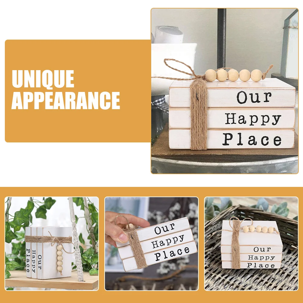 

Wooden Fake Book Decor for Shelves White Faux Book Set Desktop Shelf Ornament Display Library Decoration Simulation