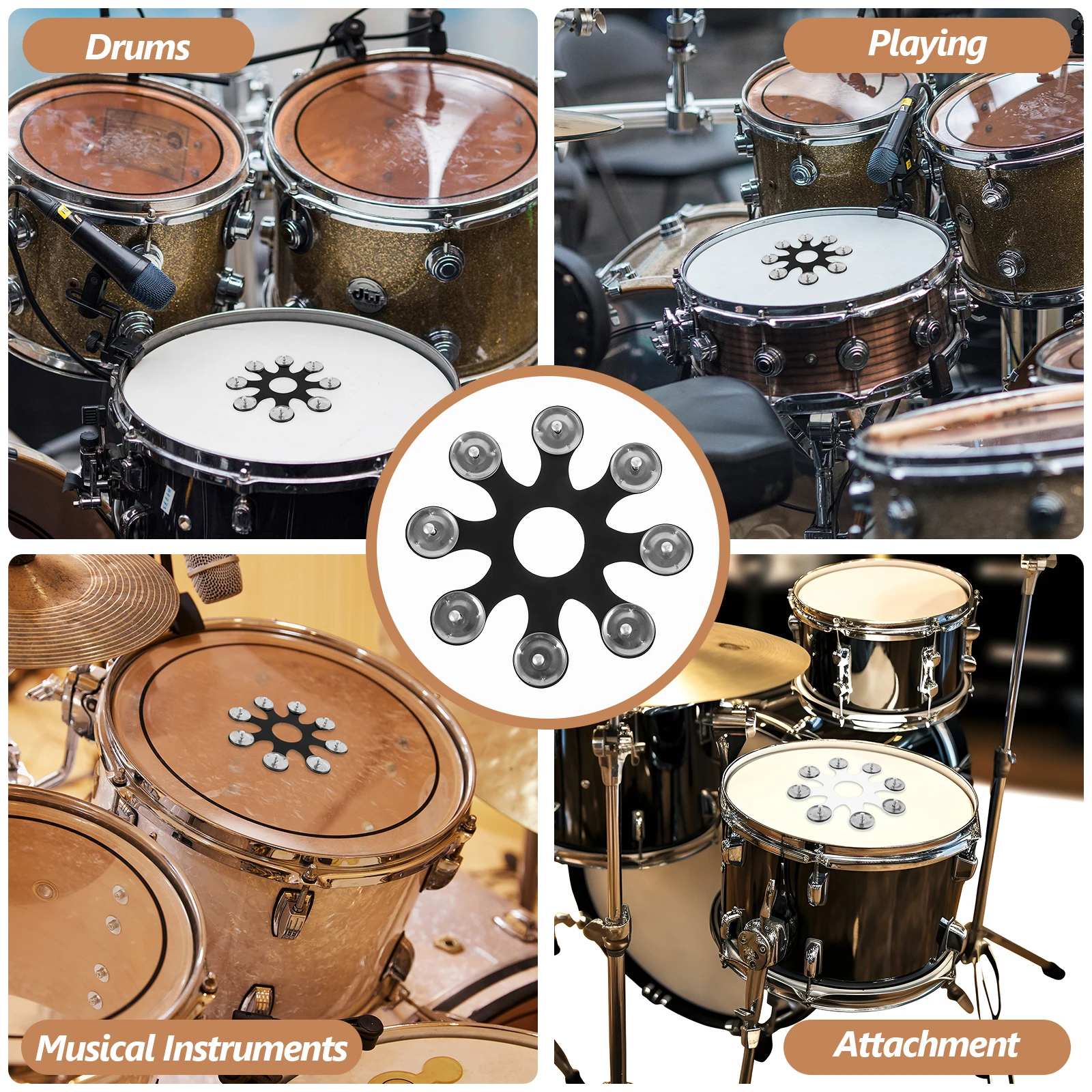 

Stainless Steel Drum Hihat Tambourine Rings Cymbals Accessories Bell Plates Tonal Layering Rhythm Musical Expression for drums