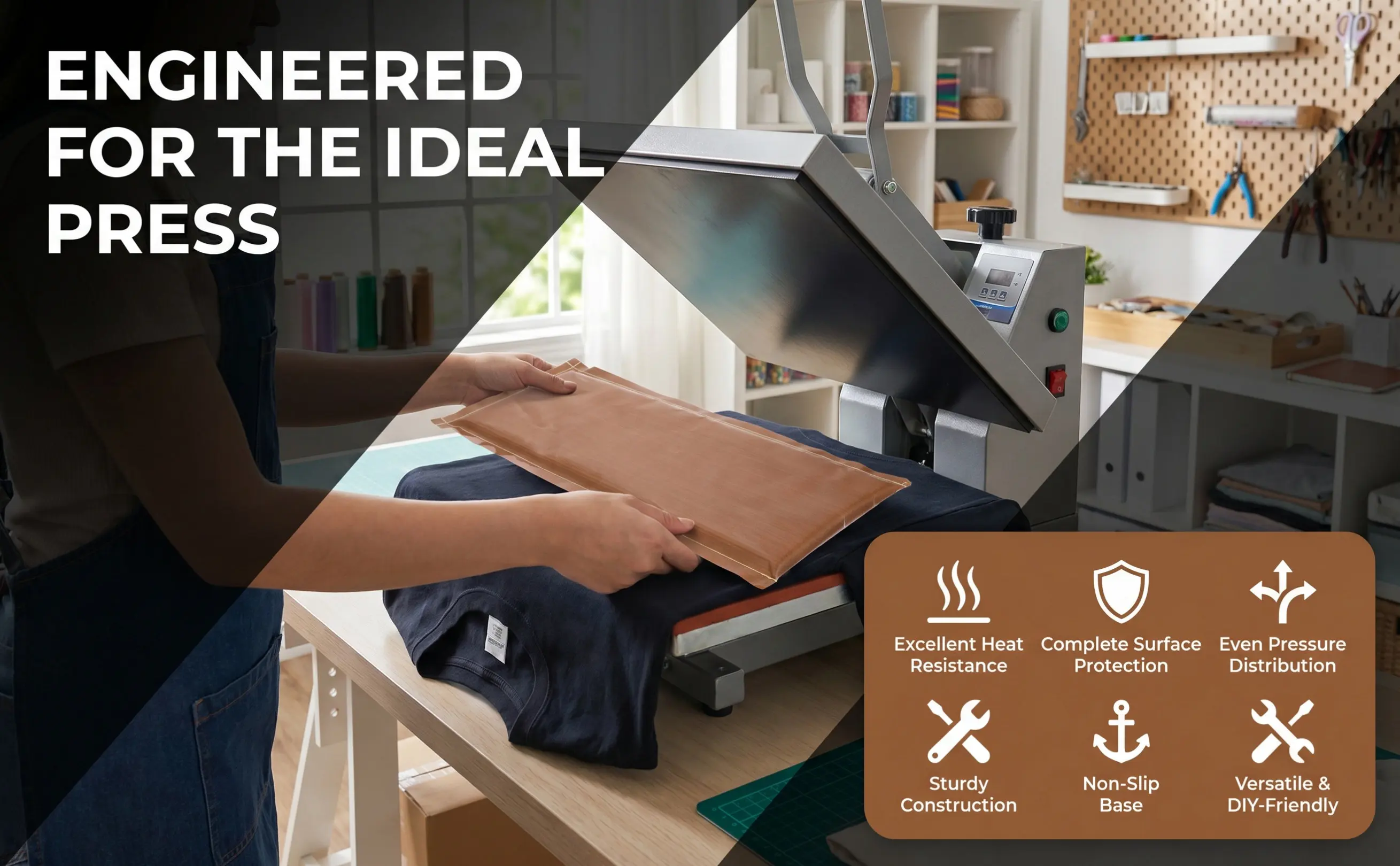 Sturdy Heat Press Sheet Foam Heat Insulation Pillow Mat for Even Pressure Distribution Smooth Surface Iron Pressing Pad