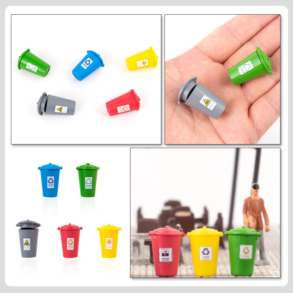 5 Pcs Mini Trash Can 1:87 Scale Small House Sand Table Waste Bin Decorative Model Material Accessories