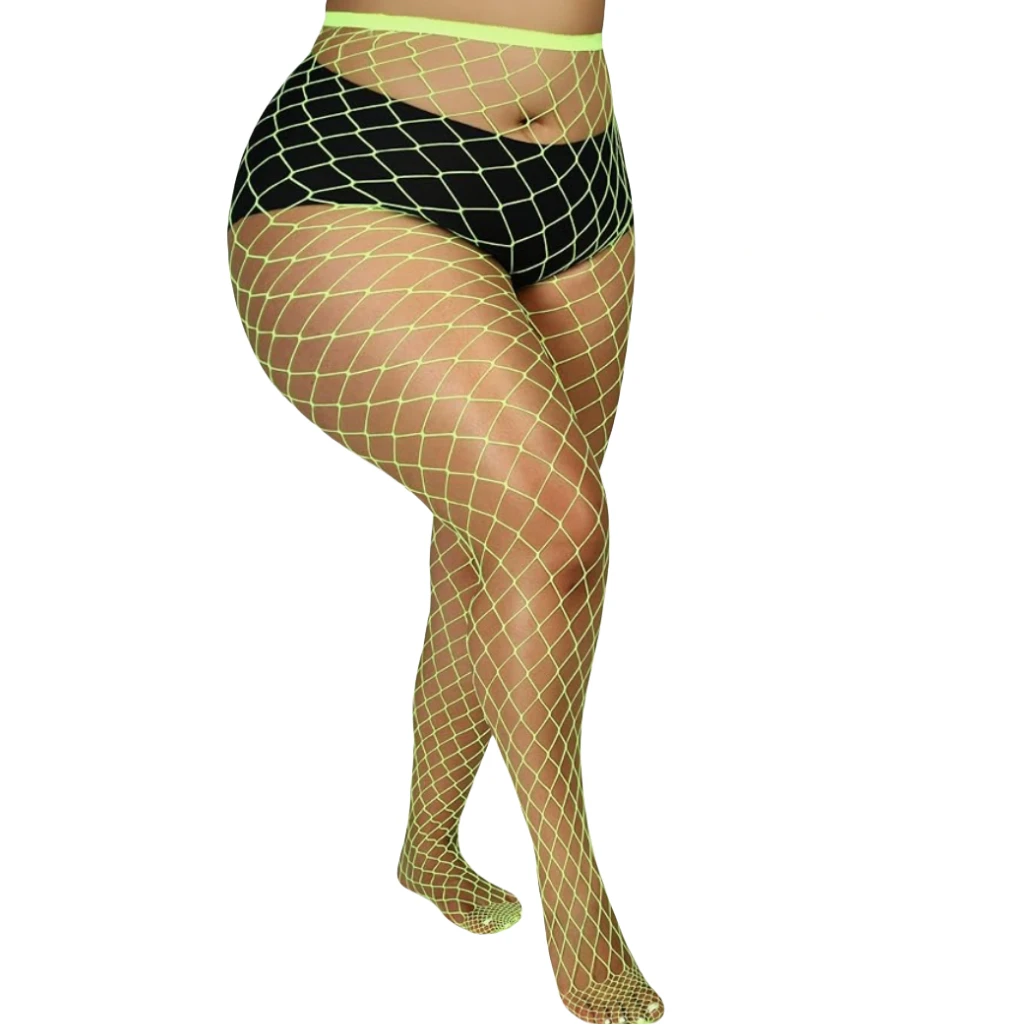 

New Plus Size Tights Women's Bodystockings Sexy Lingerie European Lady Hollowed Out Large Mesh Pantyhose Dropshipping