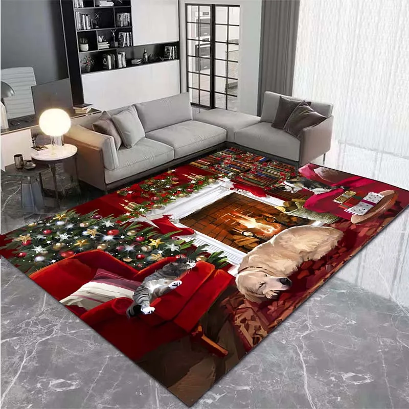 

VIKAMA Christmas Pattern Rug for Living Room Study Kitchen and Entryway Door Decor Home Furnishings