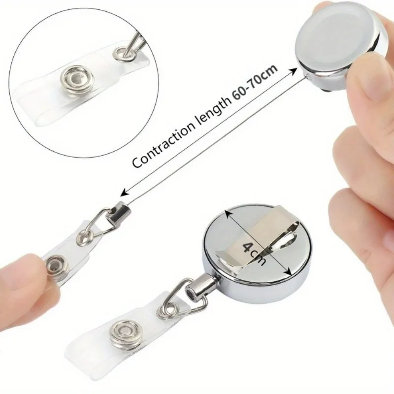 1Pc Card Sets Belt Key Ring Metal Retractable Pull Badge Reel ID Lanyard Name Tag Card Badge Holder Reels Recoil Chain Clips