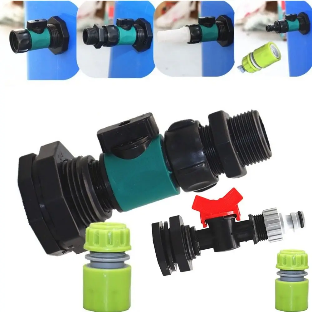 Plastic Garden Hose Coupler Shut-Off Valve Threaded Connection Exhaust Connector Gasket Seal Bulkhead Fitting Water Wand Adapter