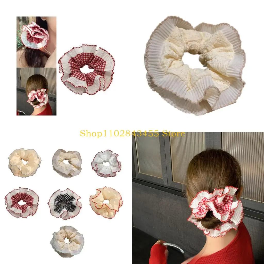 

49MC Popular Lace Scrunchies Double Layer Elastic Hair Tie for Formal Event Big Buns Hair Elastic for Formal and Leisure Wear