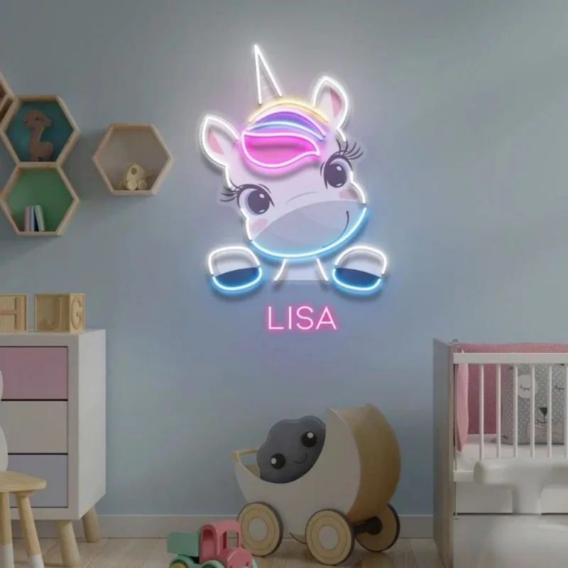 custom-unicorn-neon-signadjustable-brightness-wall-hanging-lightsuitable-for-roompersonalized-namecartoon-birthday-party