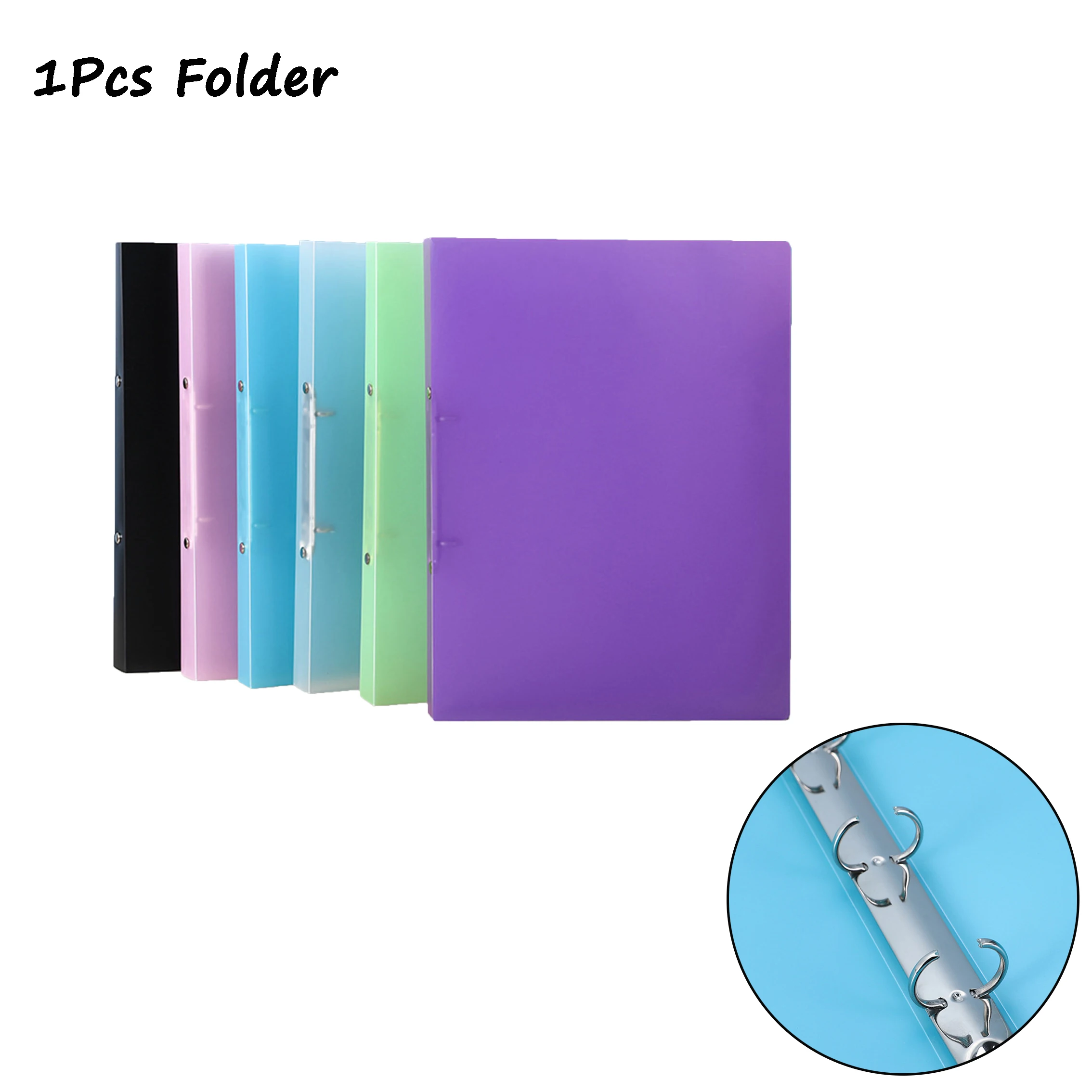 

1PCS A4 Perforated Folder Candy-Colored Transparent O-shaped 2-hole, 3-hole, 4-hole Waterproof File Folder Binder