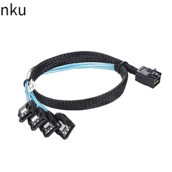 Nku Mini SAS HD SFF-8643 To 4 SATA Cable Internal SFF 8643 Motherboard Controller To 4 SATA 7Pin 12Gbps Hard Drive Server Cable