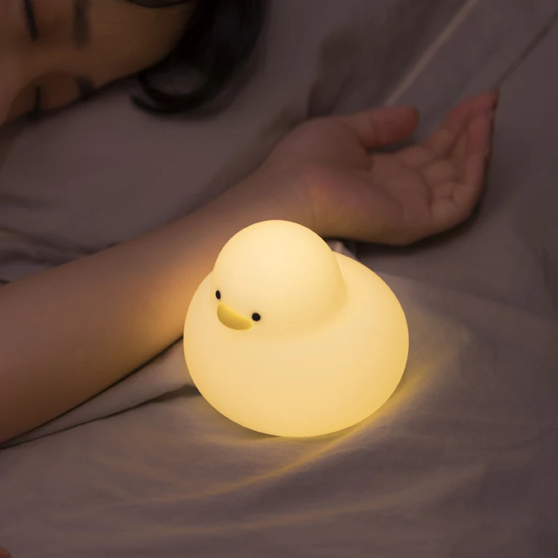 Luz de noche de pato Kawaii, recargable por USB Lámpara LED, lámpara de noche táctil para habitación, artefacto de descompresión de protección ocular