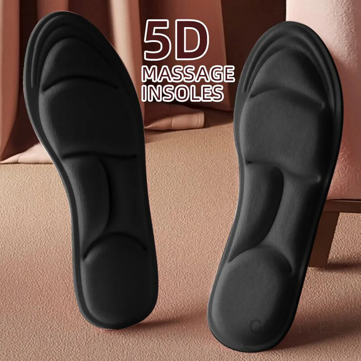 1 Pair / 2 Pairs 5D Sponge Shock-Absorbing Massage Insoles, Breathable & Pressure-Relief Comfort Sports Foot Orthotic Insoles