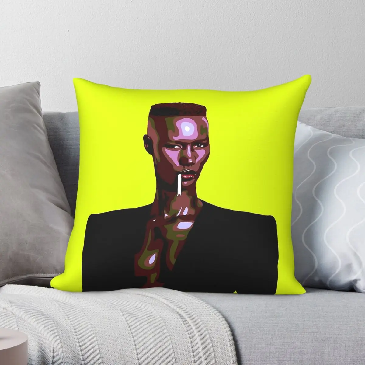 Grace Jones Cigarette Square Pillowcase Polyester Linen Velvet Printed Zip Decorative Pillow Case Car Cushion Cover