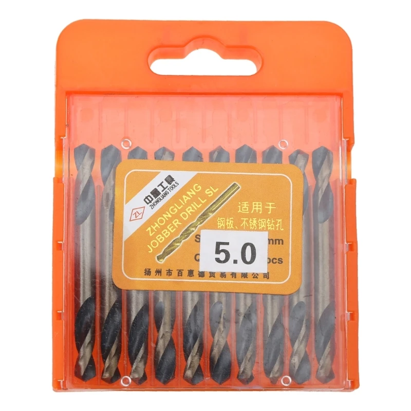 10Pcs 5mm HSS Double Ended Spiral Drill Tools Drill Set