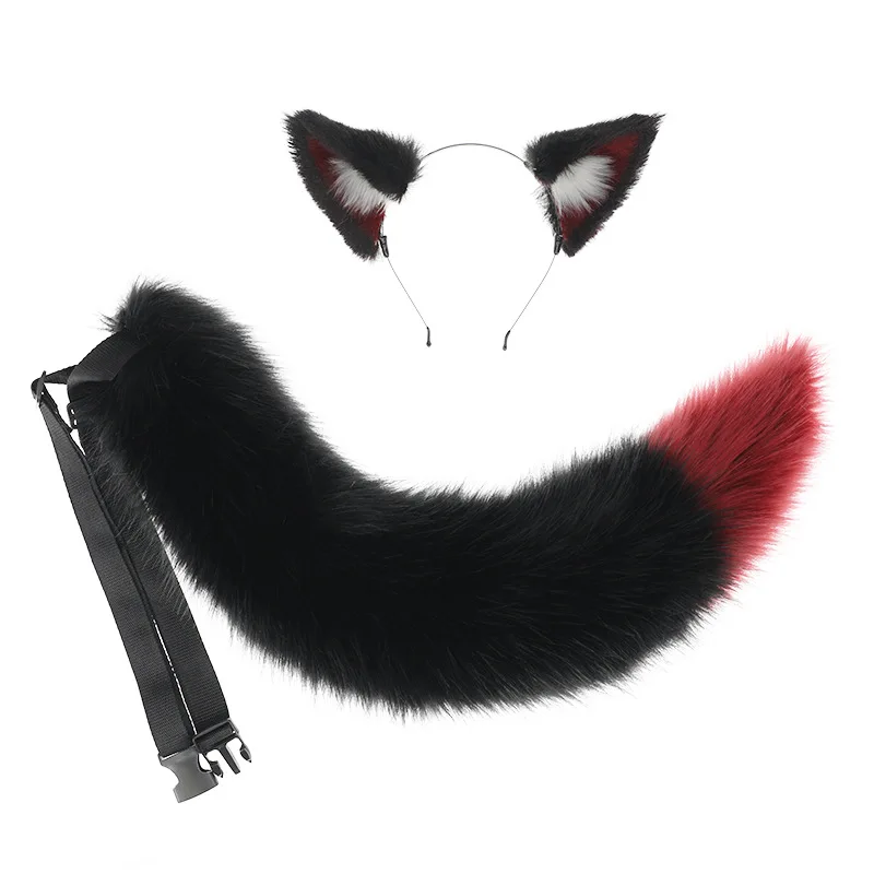 Game Arknights Texas Cosplay Tail and Ears Headwear Men Women Halloween Party Carnival Role Play Props Wolf Tail Black Red