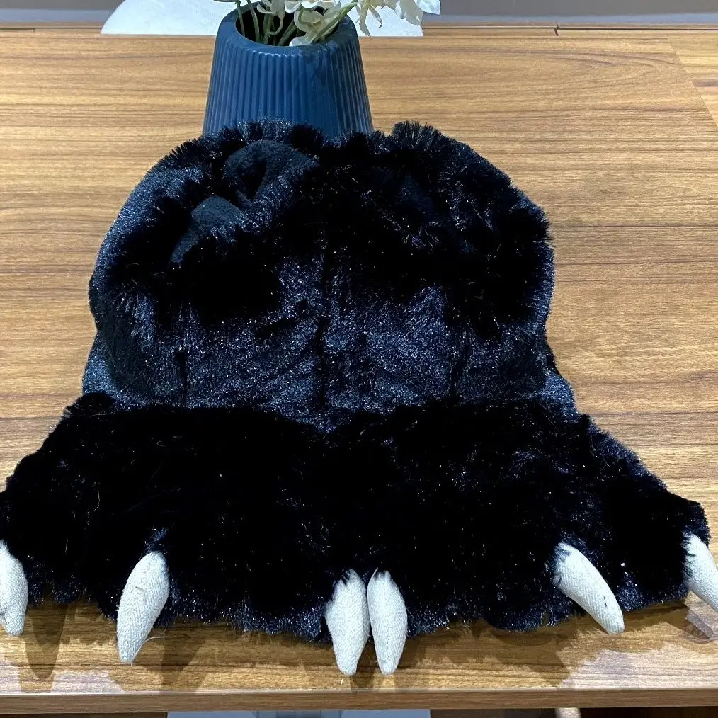 2024 Pantofole da donna con zampa d'orso fulffy per la casa Scivoli in pelliccia di orso caldi Slip invernali su scarpe da casa per animali