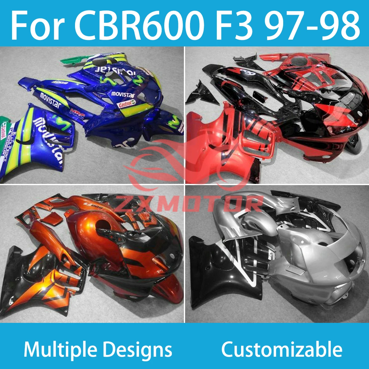 

Customized Fairings for Honda CBR 600 F3 1997 1998 Motorcycle ABS Injection Bodywork Fairing Kit CBR600 F3 97 98