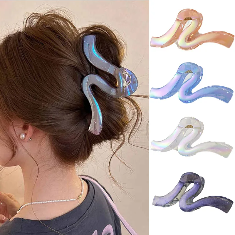 1PC Luxury Pearl Wave Hair Clip Shark Clip Large Back of Head Clip Headwear