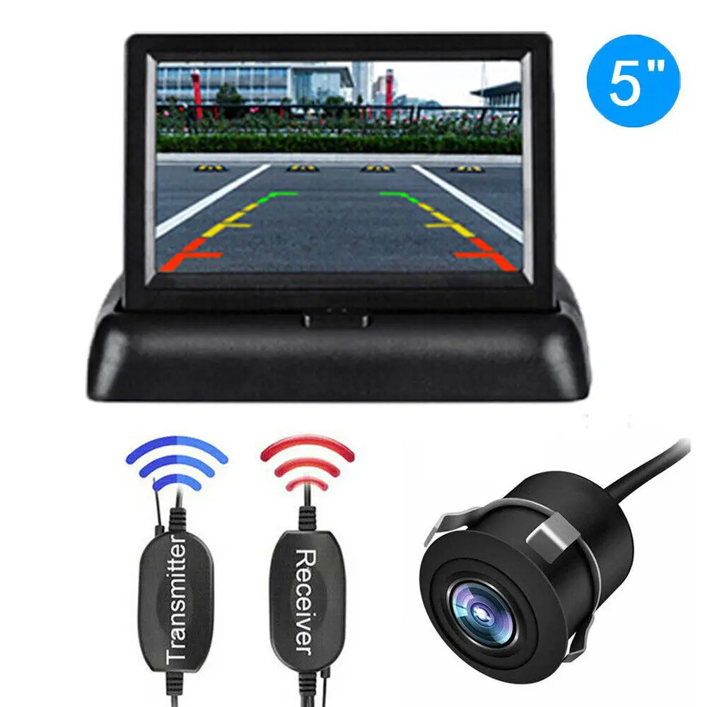 

Monitor Wireless Reverse Camera Backup Night Vision Kit 5" Car Rear View System