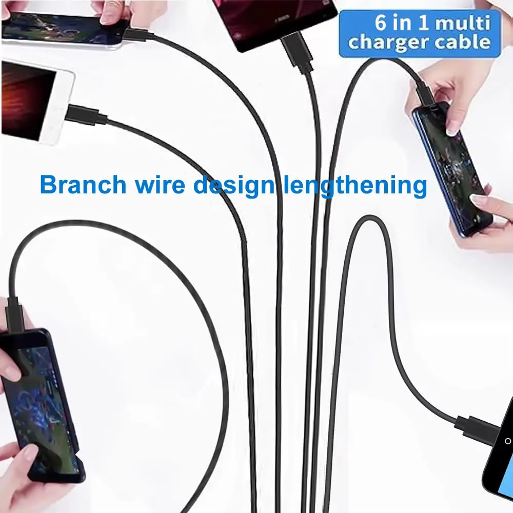 6 in 1 USB C PD Splitter Cable Multi USB C to Type C Male Charger Cord for iPhone 15 Pro / Android Phone Tablet Switch and More image 4