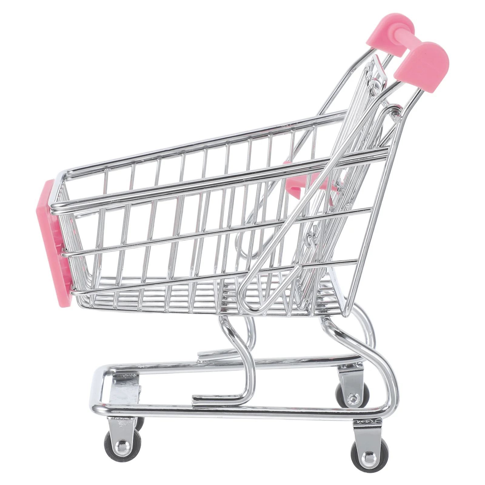 Mini carrello della spesa Cestino della spesa in metallo Fai finta di giocare Carrello per giochi di ruolo del supermercato per carrello della spesa da scrivania per trucco per bambini