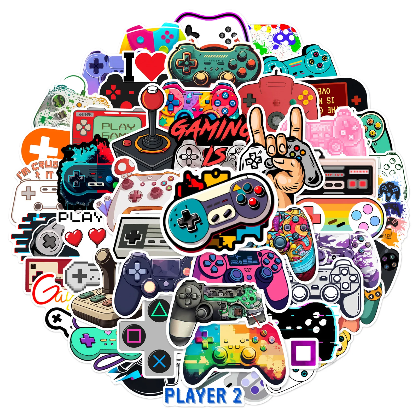 

10/30/50Pcs Cartoon GamePad Graffiti Stickers Decoration for Laptop Car Skateboard Wall Stationery PVC Waterproof Sticker Toys