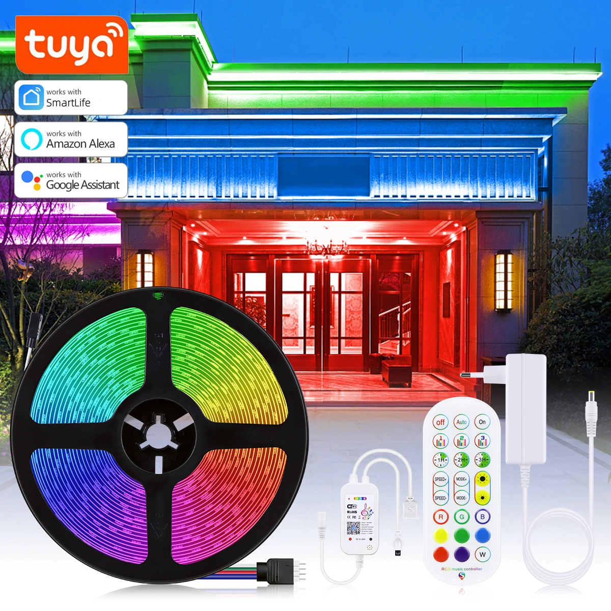 Tuya Smart WiFi RGB LED Strip Lights 5M/10M/15M/20M 12V SMD5050 Neon Light Voice Control Work With Alexa Google Home Assistant