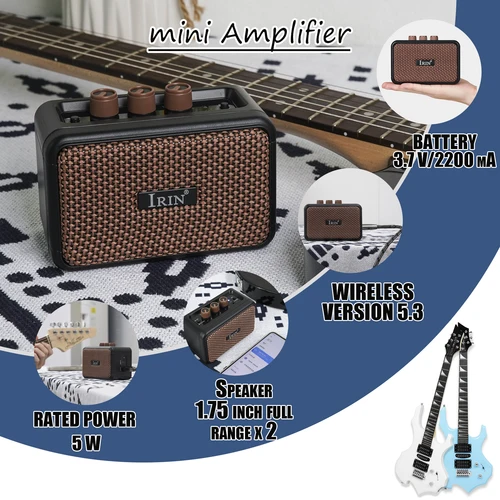 Amplificador IRIN Bluetooth Audio AG-01 altavoz portátil guitarra eléctrica Mini amplificador 5W salida accesorios de guitarra eléctrica