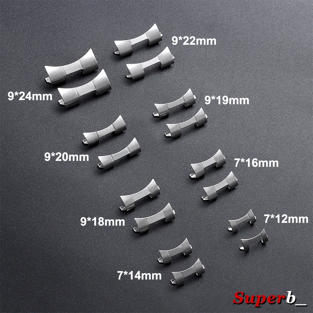 18/19/20/21/22 مللي متر الفولاذ المقاوم للصدأ حزام موصلات ماتي مصقول منحني نهاية رابط ل Seiko SKX007 SKX009 الفرقة محول 12/14/16 مللي متر