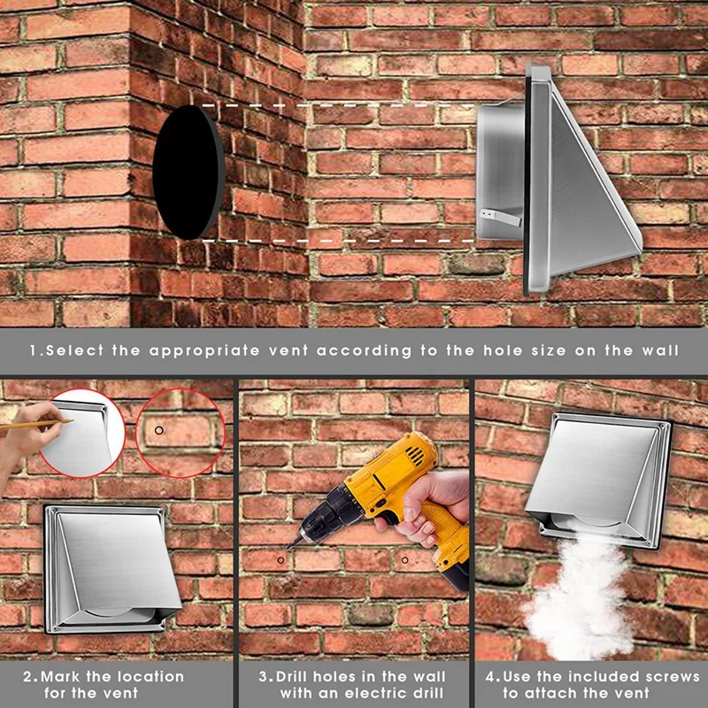 4-Inch External Extractor Wall Vent Outdoor Cushioned Non Return Flap