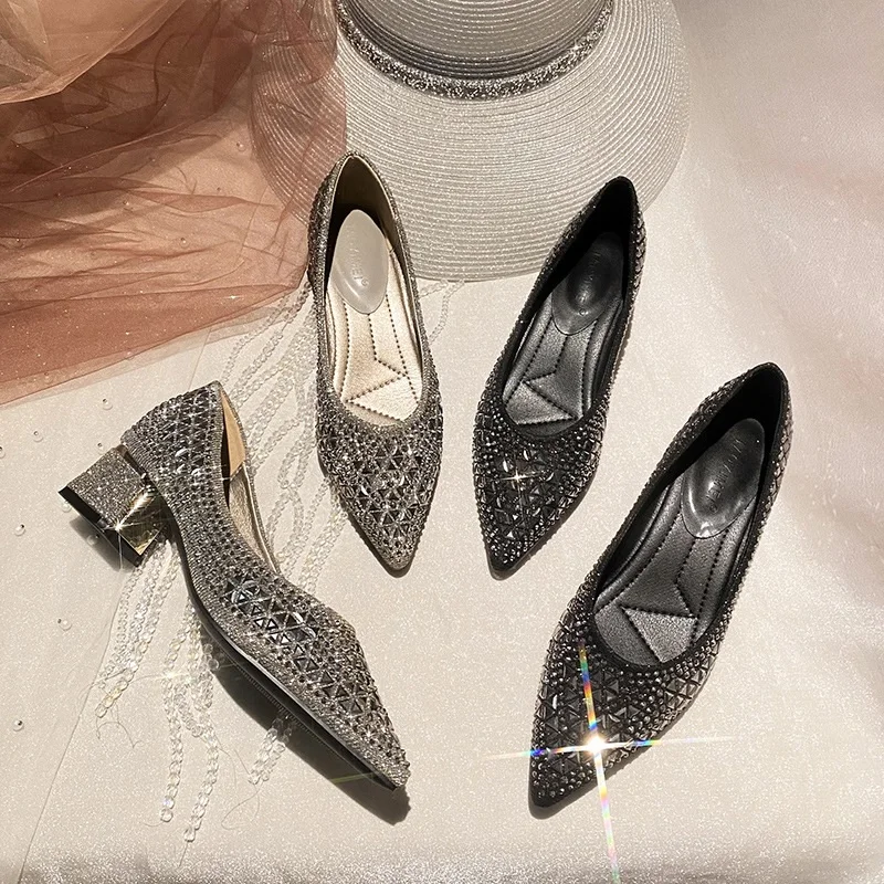 Slip On Lady High Heel Pumps Office Ladies Sexy Heel Shoes Pointed Toe Women Footwear Lady Pumps Sexy Crystal Evening Shoes S109