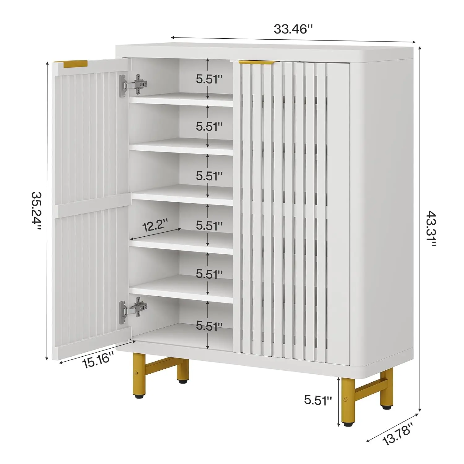 Shoe Cabinet with Shutter Doors, 5-Tier Storage Organizer for Entryway Hallway, Wooden, Customized