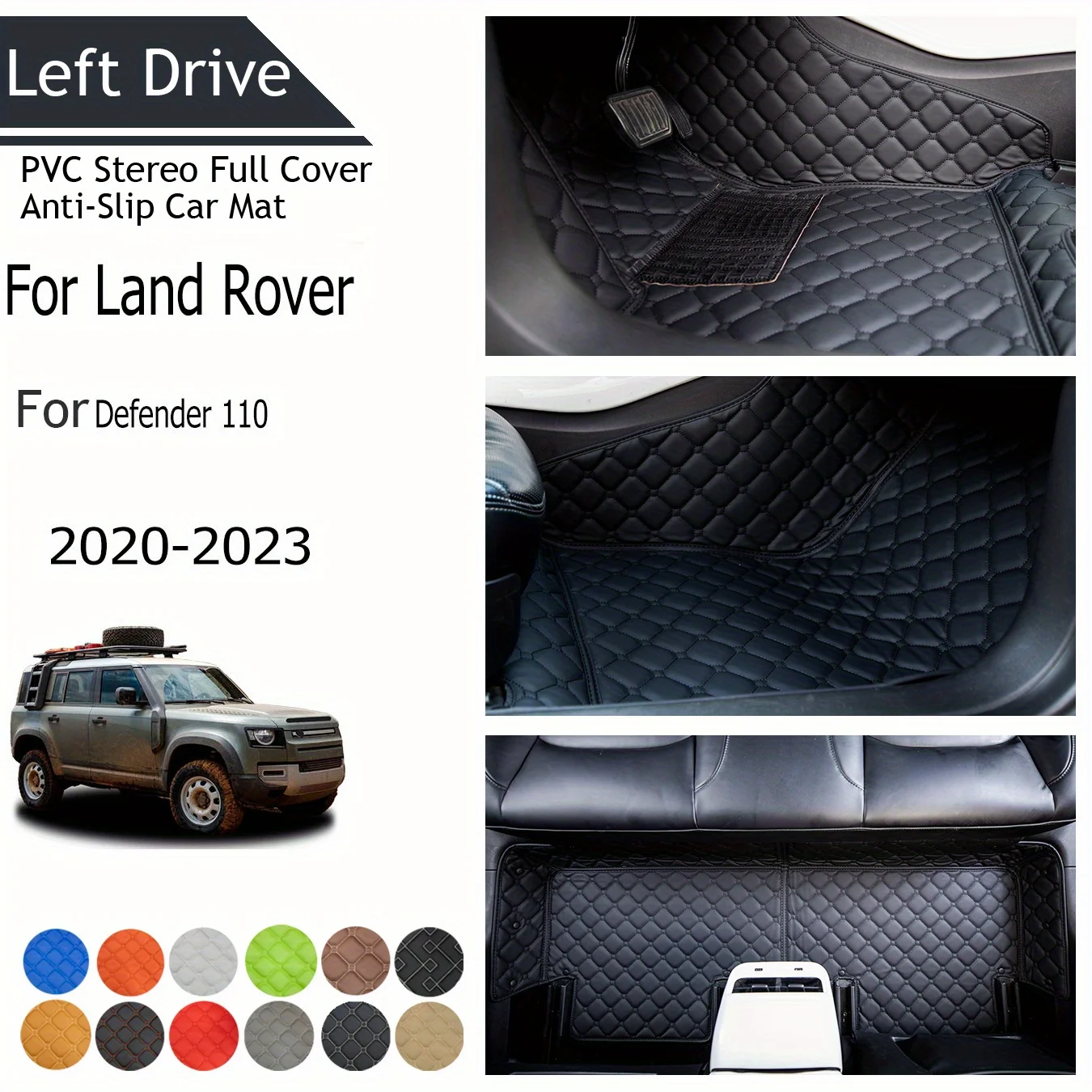 

【LHD】For Land Rover For Defender 110 2020-2023 Three Layer PVC Stereo Full Cover Anti-Slip Car Mat Car Floor Mat Car Accessories