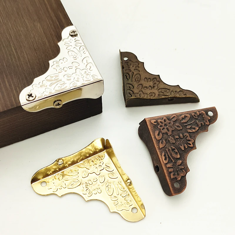 8pcs/Lot 25mm Box Corner Antique Flower Pattern Carved Corner Protector For Jewelry Box Brackets Decorative For Wooden Case