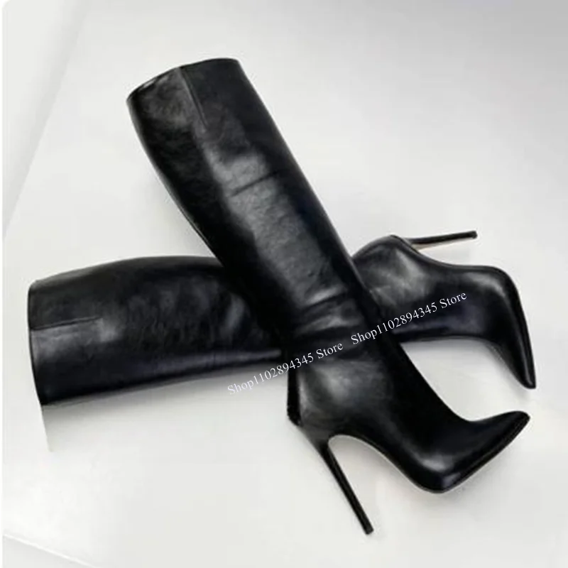 

Black Knee High Pointed Toe Boots Zipper Thin High Heel Fashion Sexy 2023 Summer Casual Plus Size Woman Shoes Zapatillas Mujer