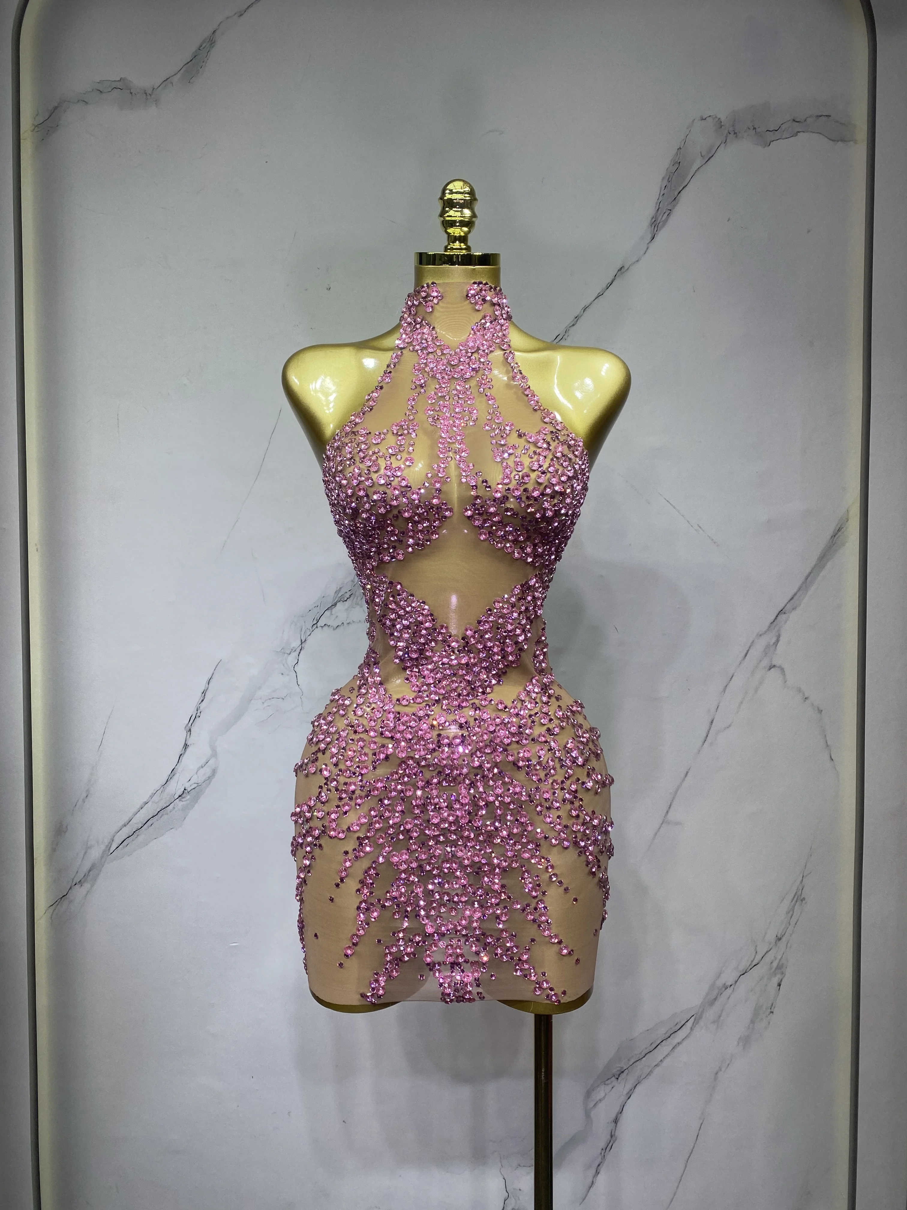 Diamond Sparkling Party Celebration Birthday Mini Skirt Vestido Brillante De Malla Con Diamantes Para Fiesta De Cumpleaños view 4