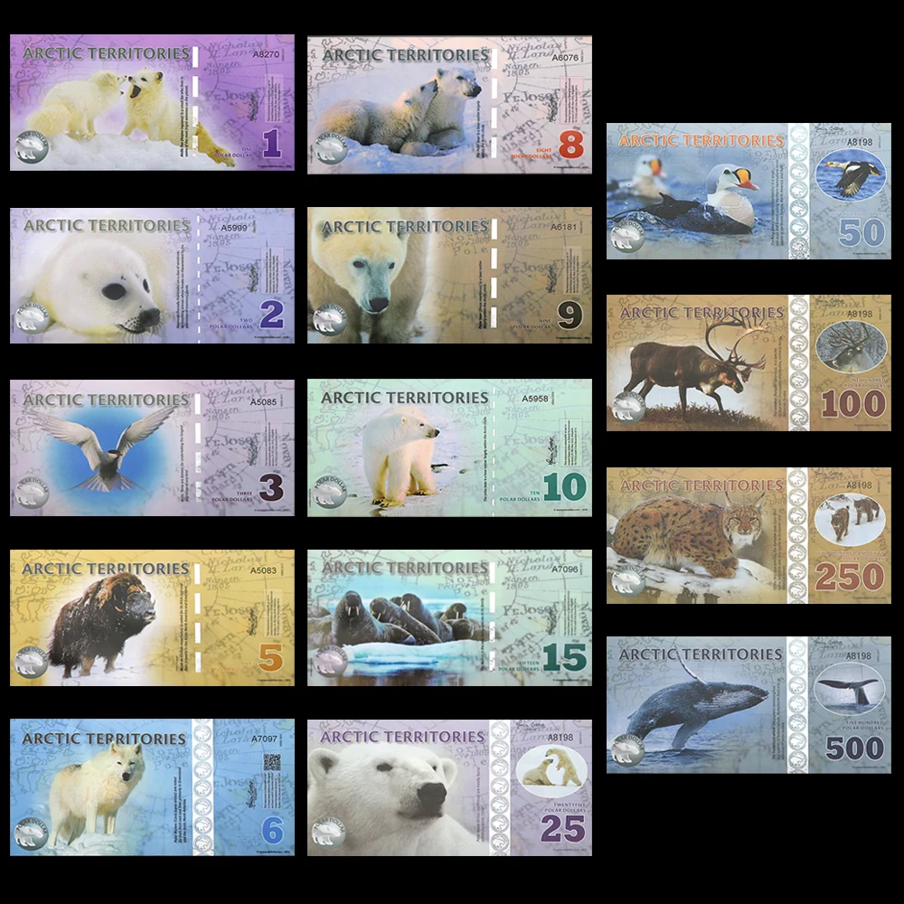 100Pcs/Box Arctic Commemorative UNC 500 Polar Dollars Paper Money Rare Animal Commemorative Banknotes Collect Gift