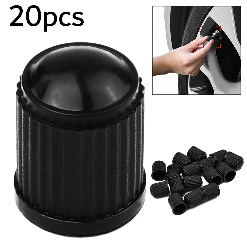 20PCS Valve Cap Plastic Wheel Tire Air Stem Cover Tyre Valve Black Bike Tyre Plastic Cap Dome Shape Dust Valve For Car Motorcycl