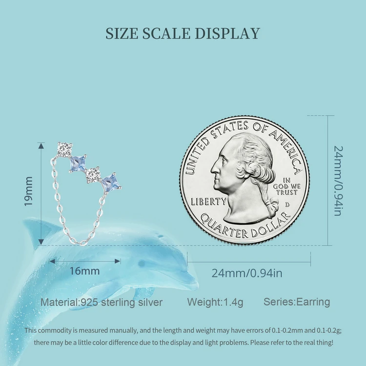 Bamoer 925 Sterling Silver Chain Pendant Stud Earring for Women  Delicate Zircon Hoop Earring drop Earings Birthday Jewelry Gift image 5