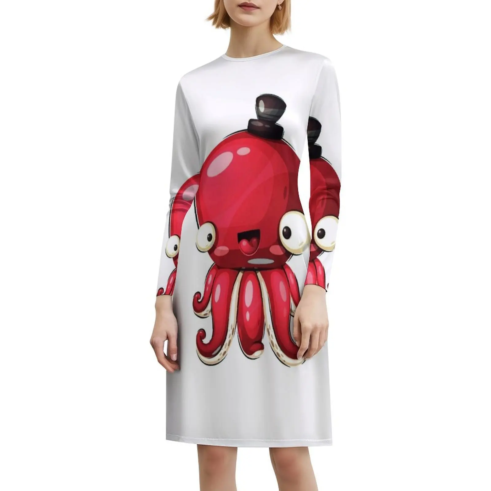 السيد الأخطبوط البوهيمي فستان بلا أكمام متعدد المطبوعات شاطئ عطلة فستان الحفلات مخلوق البحر الكرتون الحيوانات لطيف مضحك المرأة