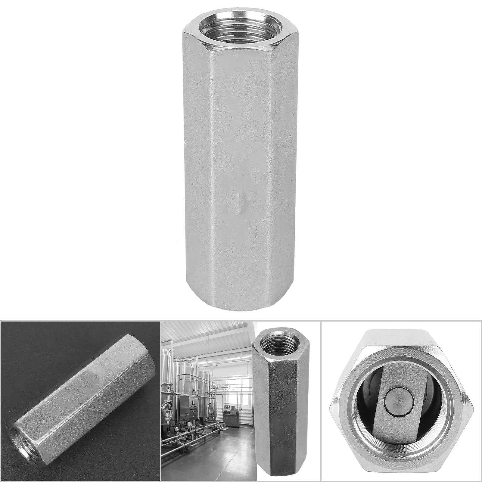 Valvola di ritegno dell'aria unidirezionale con filettatura femmina esagonale BSPP in acciaio inossidabile per collegamento tubo dell'acqua (1/2 pollici)