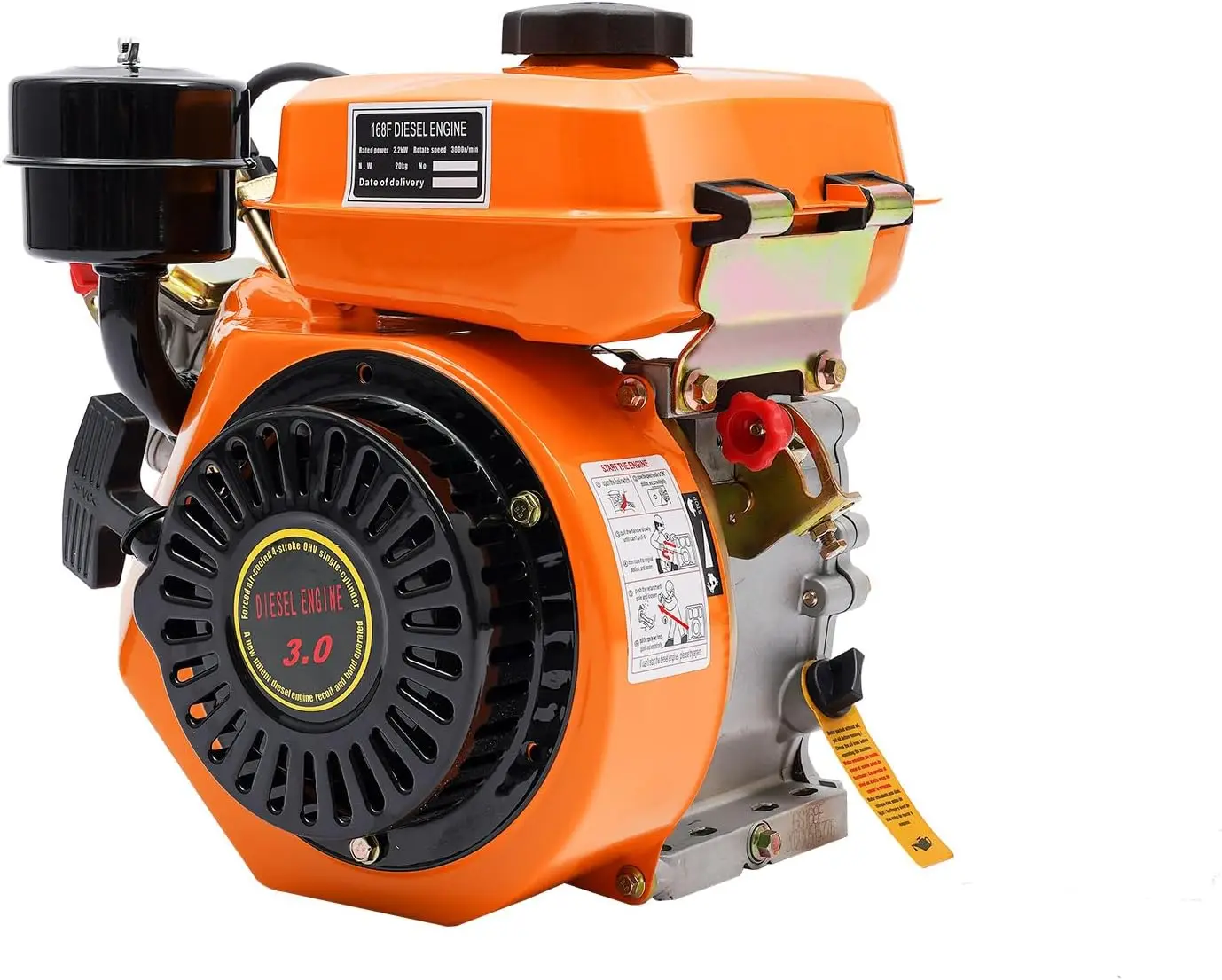 Gas Diesel Engine 196CC 3HP 4 Stroke Go Kart Engine Motor Single Cylinder Air Cooling Motor Hand Start Direct Injection 2.2KW