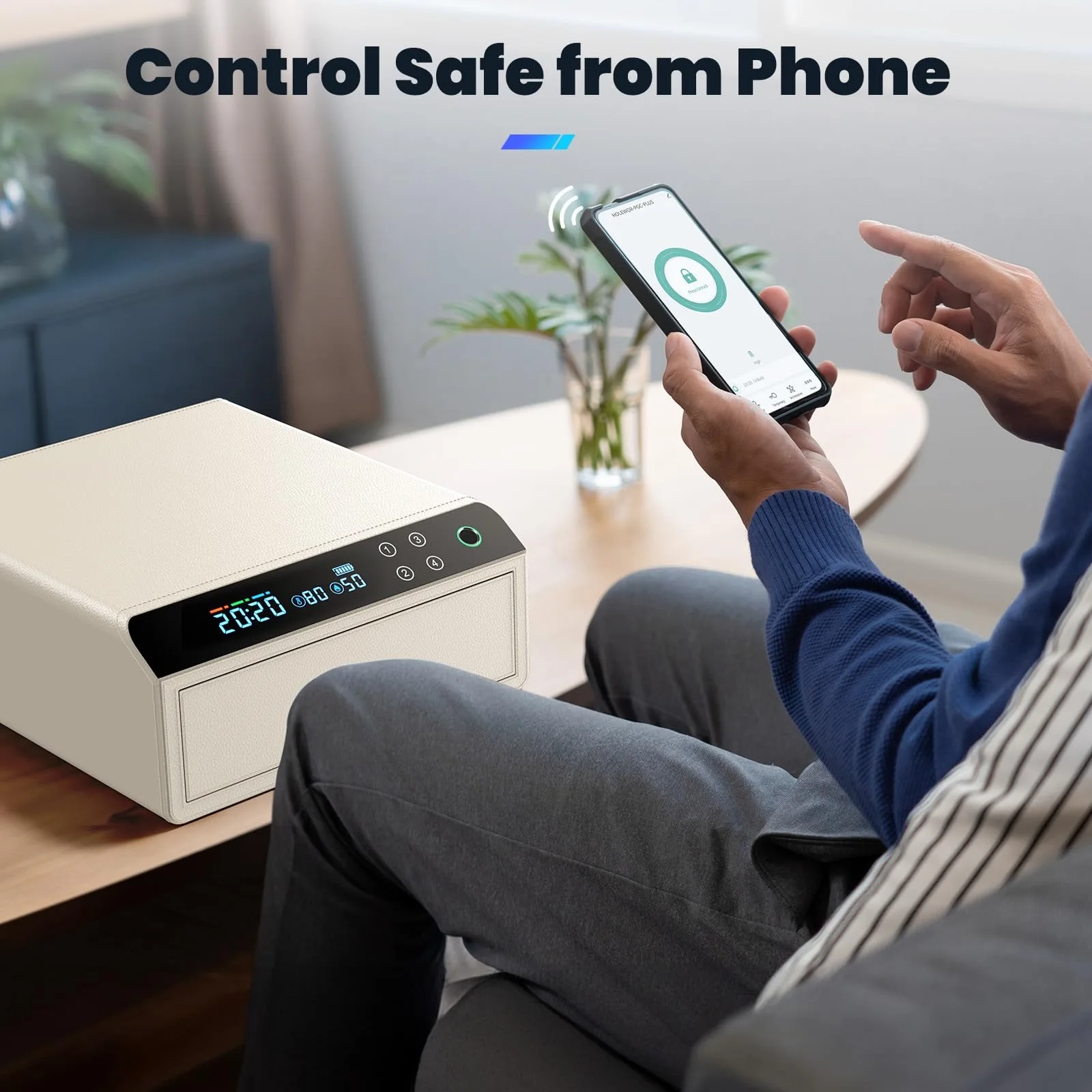 CEQSAFE Electronic Digital Lock Use Leather Bluetooth Drawer Safe Biometric Jewelry Watch Winder Home Safe Box